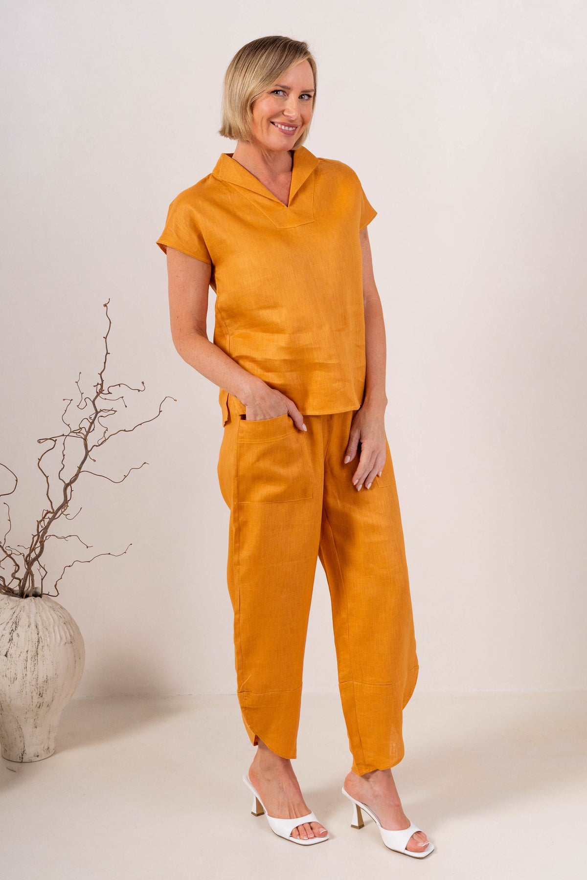 See Saw - Linen 7/8 Split Hem Pant | SA143