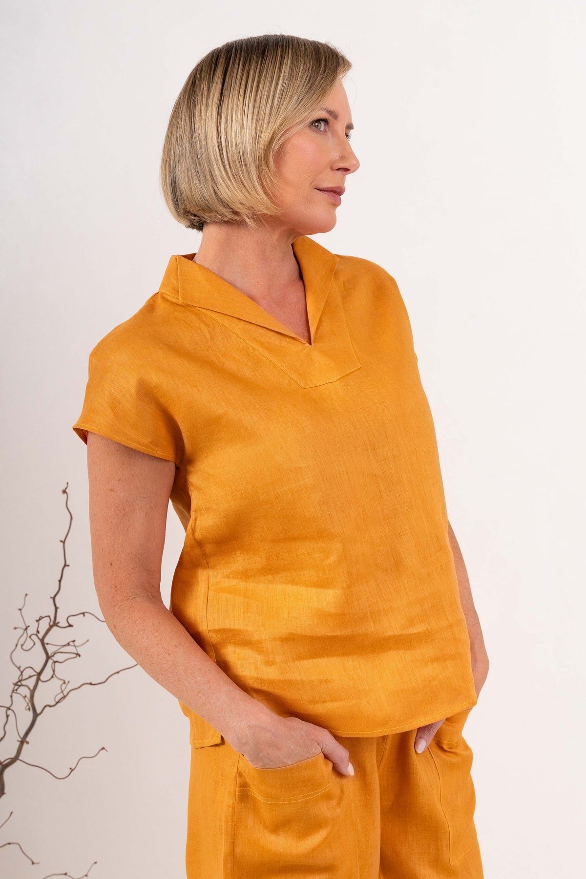 See Saw -  Linen Cap Sleeve Top | SA108