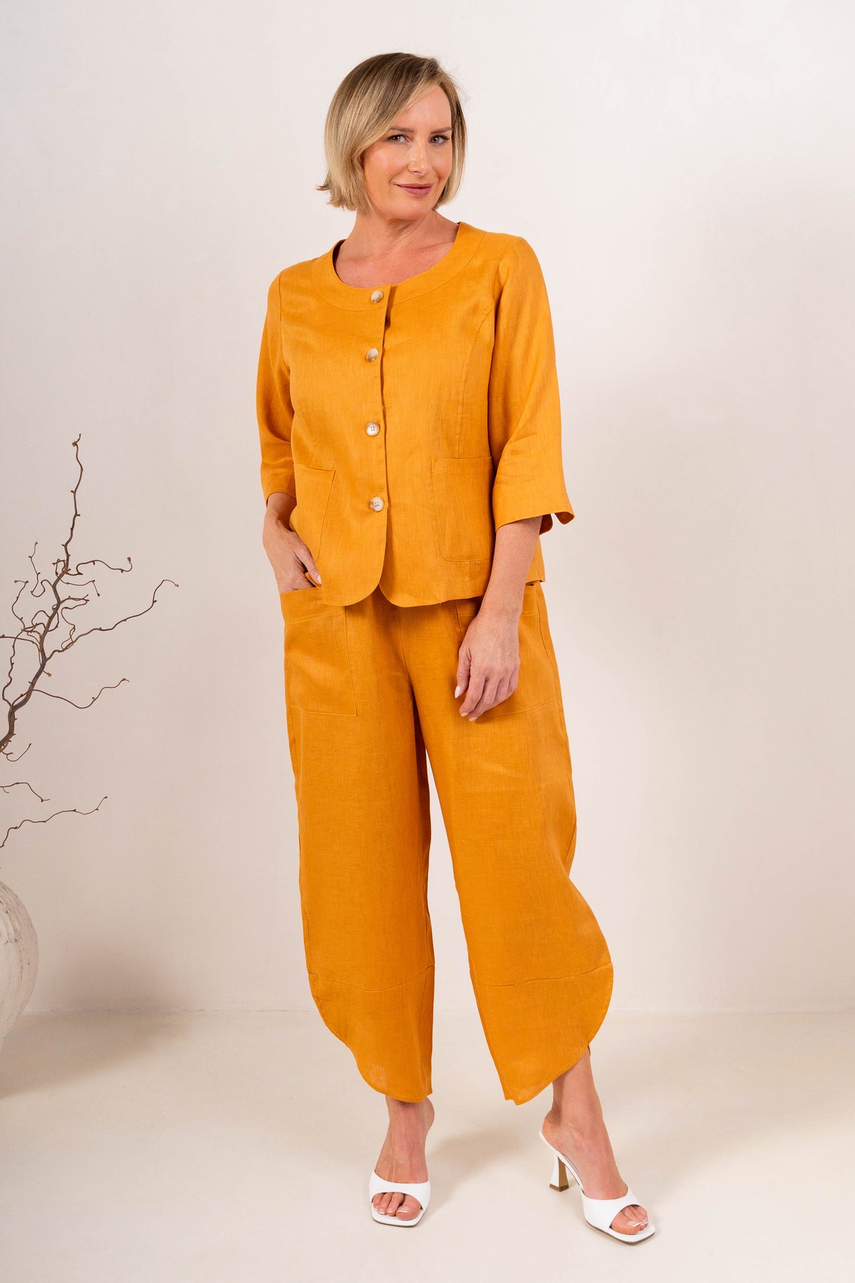 See Saw - Linen 7/8 Split Hem Pant | SA143