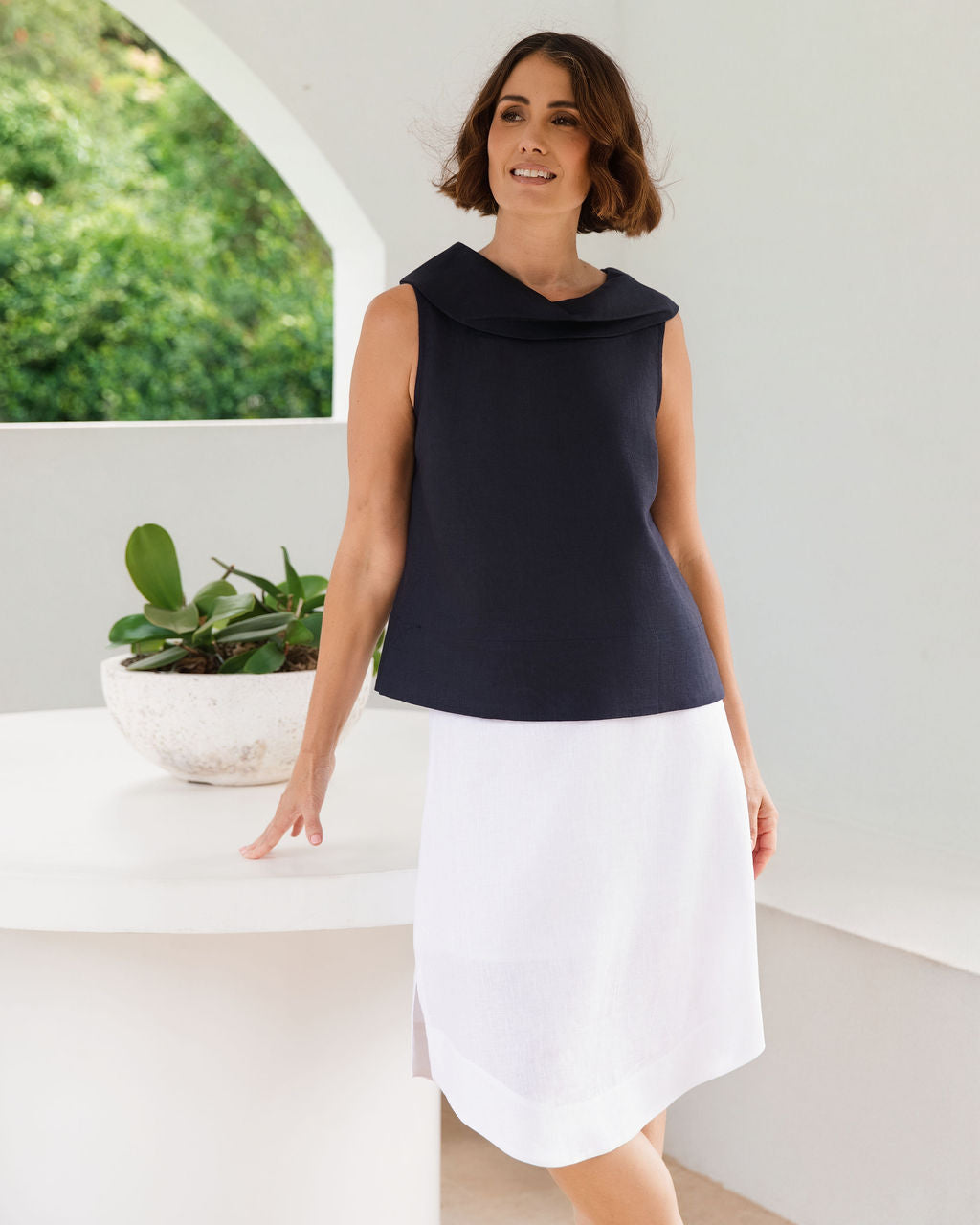 See Saw - Linen Cowl Neck Top | SA103