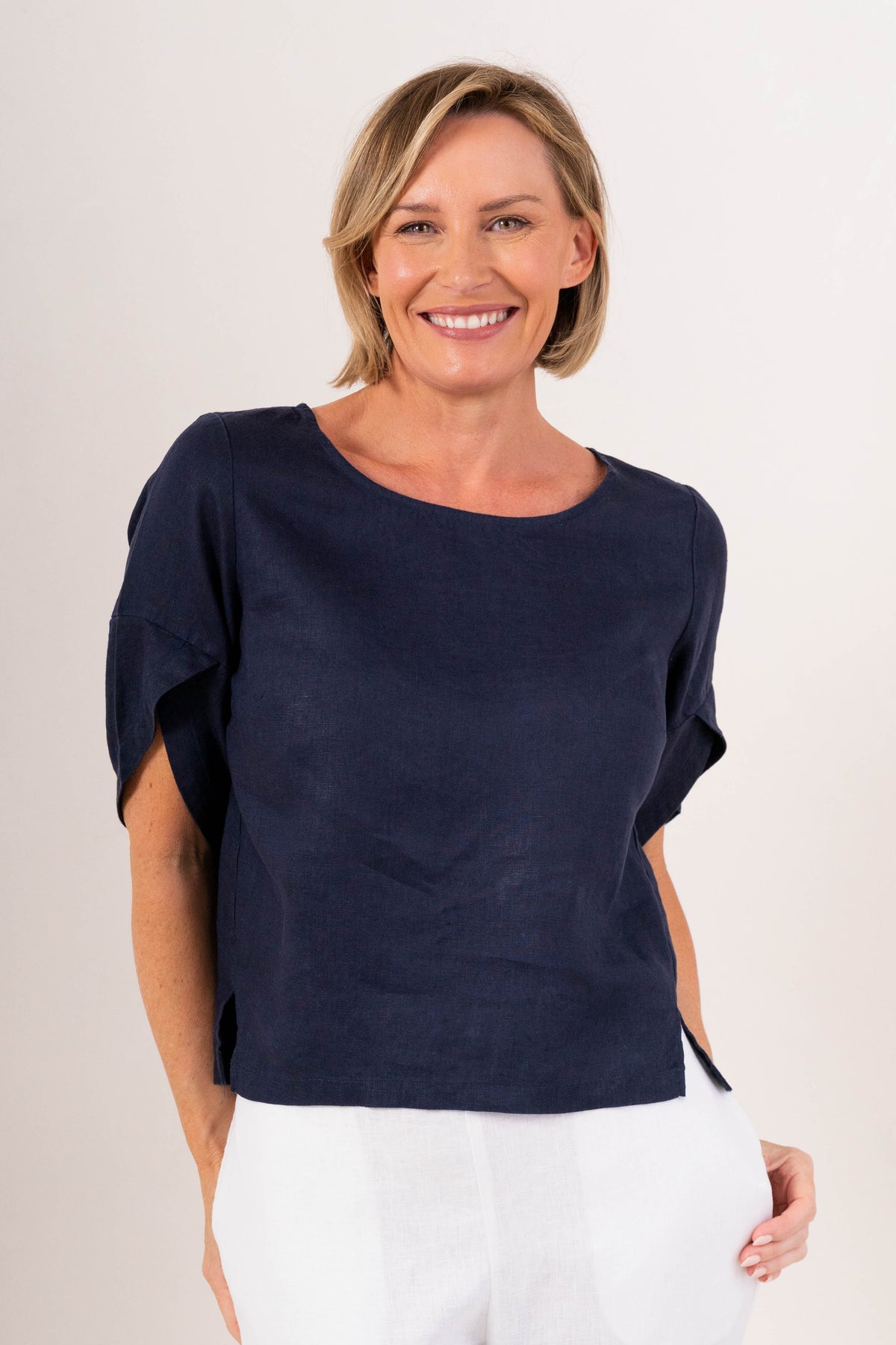 See Saw - Linen Envelope Sleeve Top | SA118