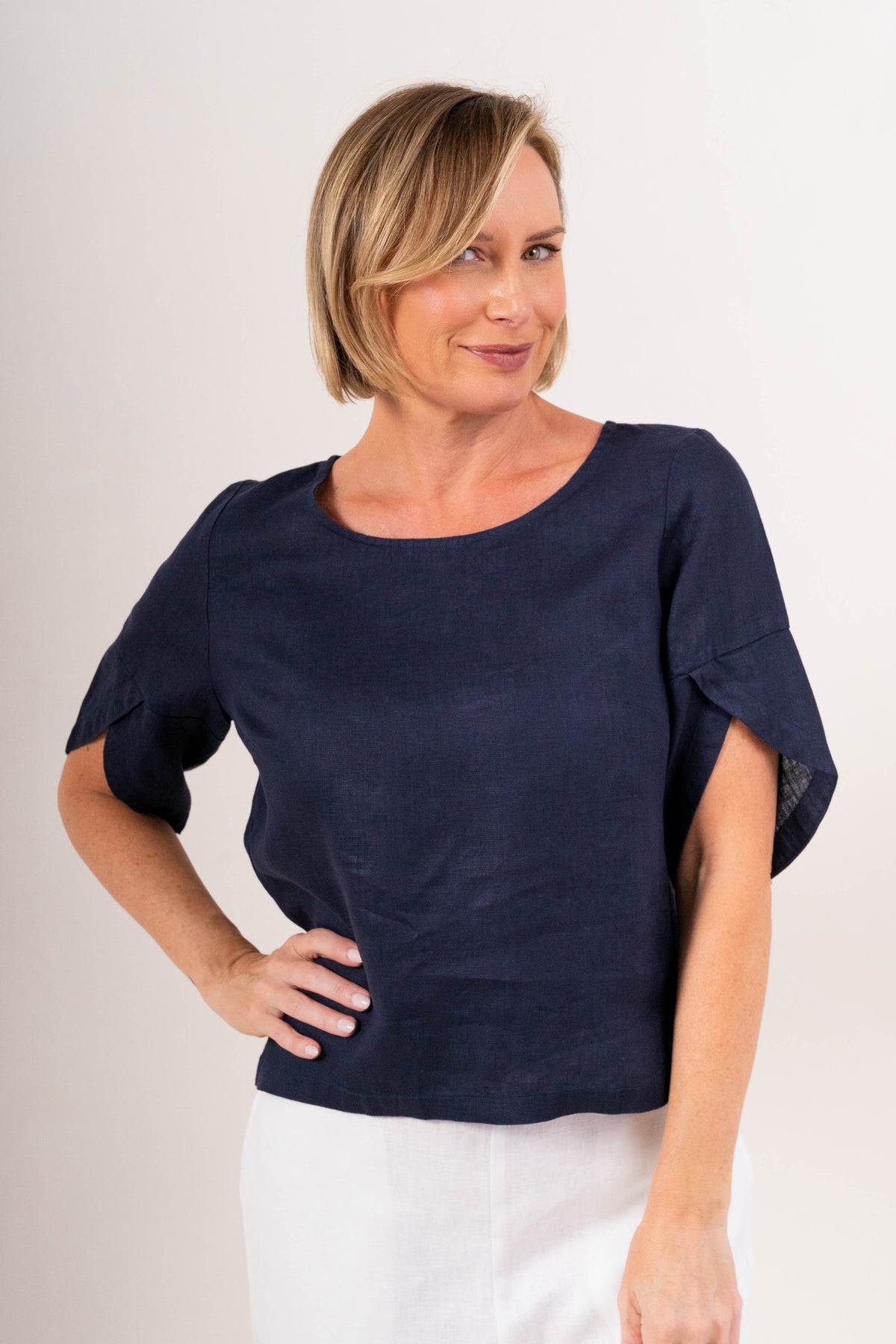 See Saw - Linen Envelope Sleeve Top | SA118