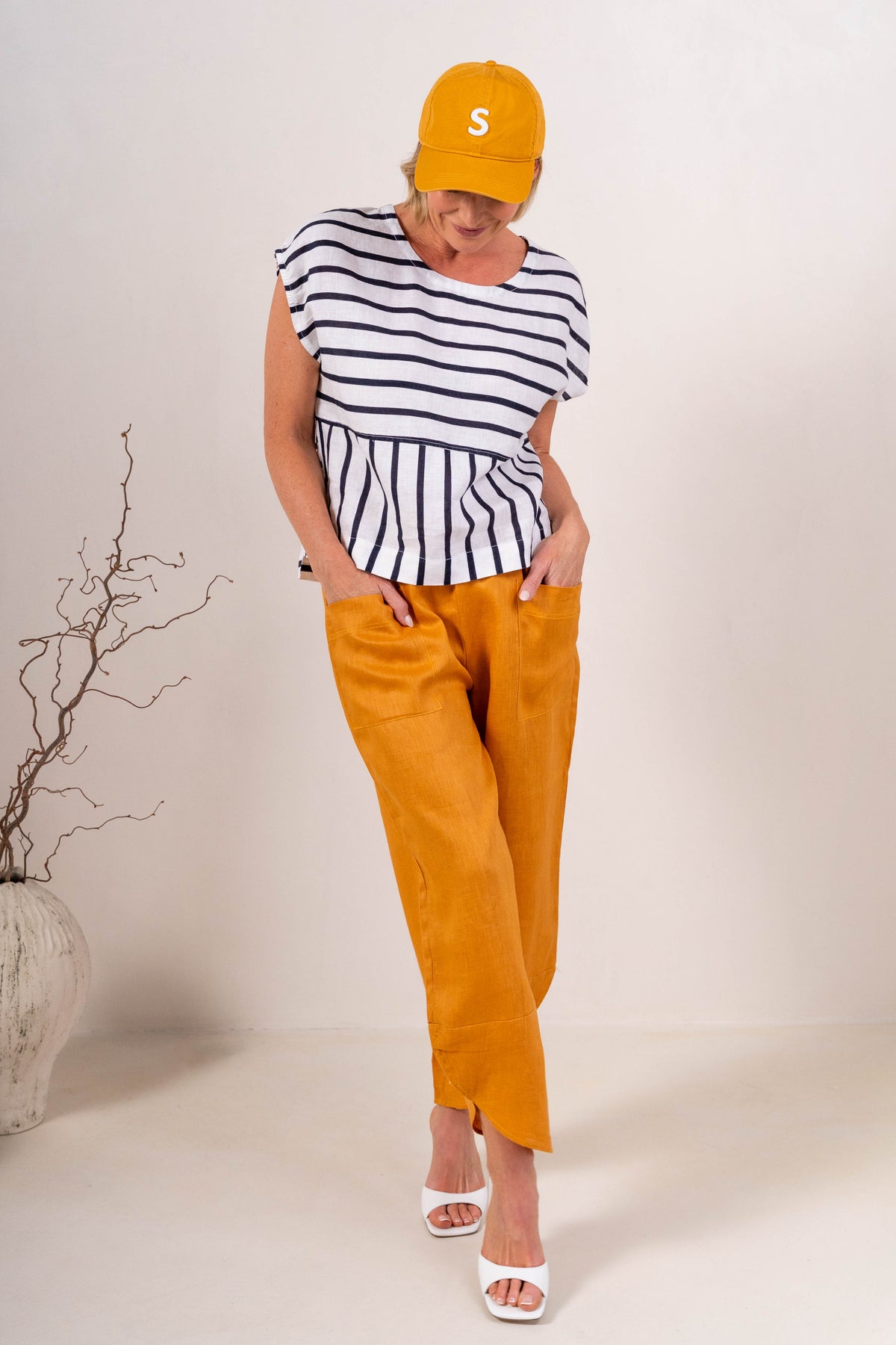 See Saw - Linen 7/8 Split Hem Pant | SA143