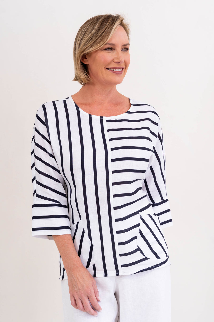 See Saw - Linen 3/4 Dolman Sleeve Top | SA219