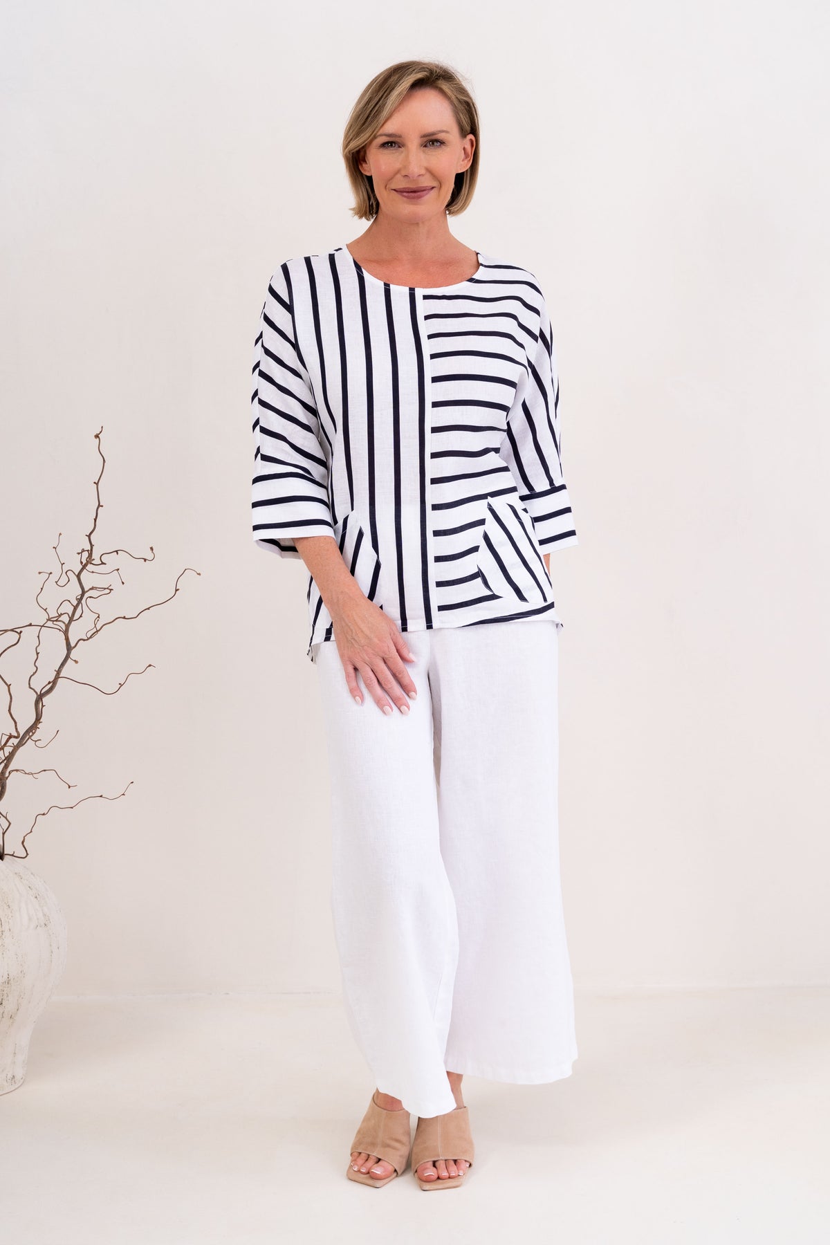 See Saw - Linen 3/4 Dolman Sleeve Top | SA219