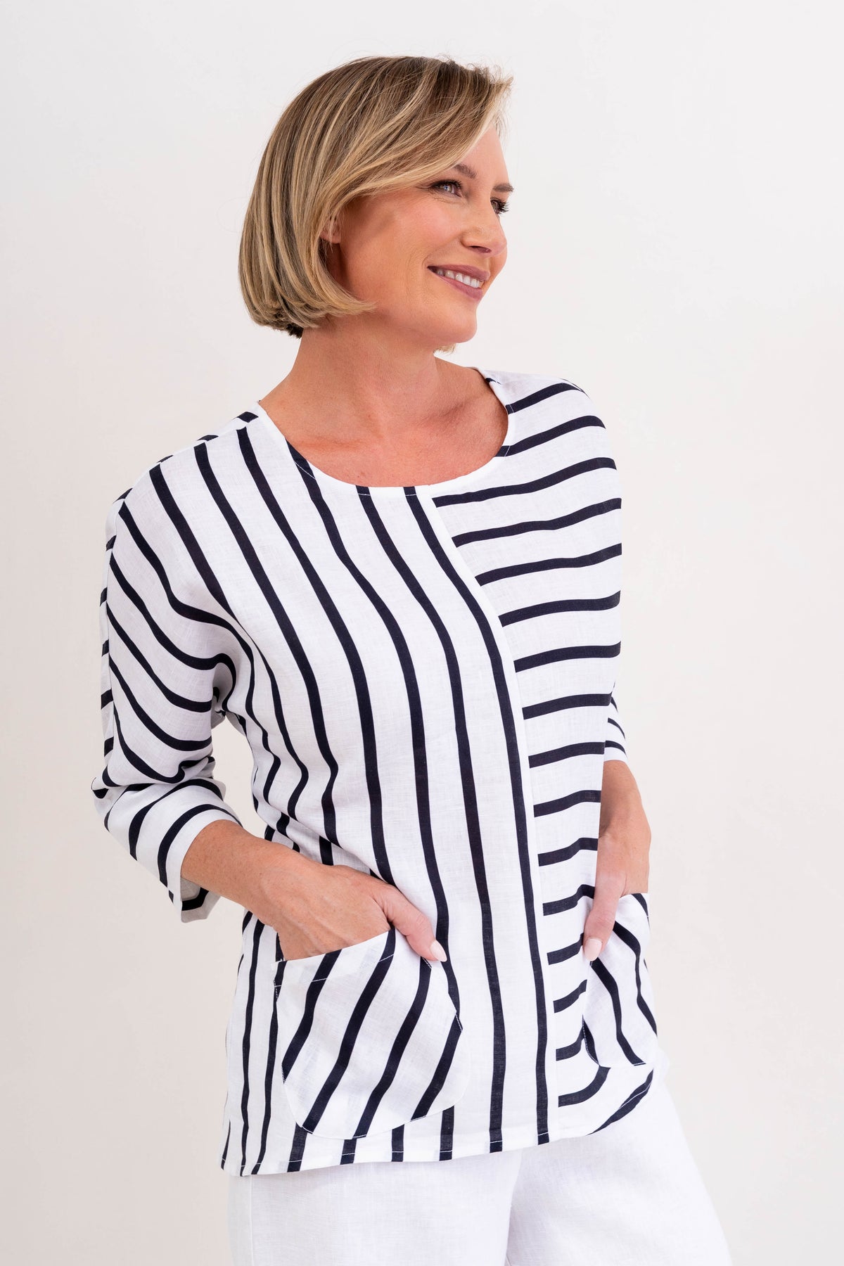 See Saw - Linen 3/4 Dolman Sleeve Top | SA219