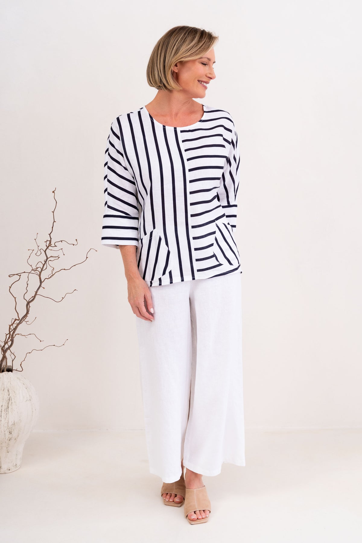 See Saw - Linen 3/4 Dolman Sleeve Top | SA219