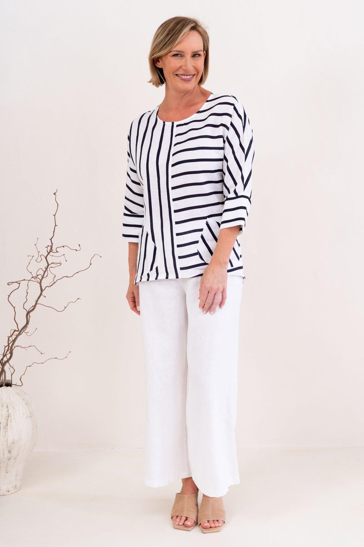 See Saw - Linen 3/4 Dolman Sleeve Top | SA219