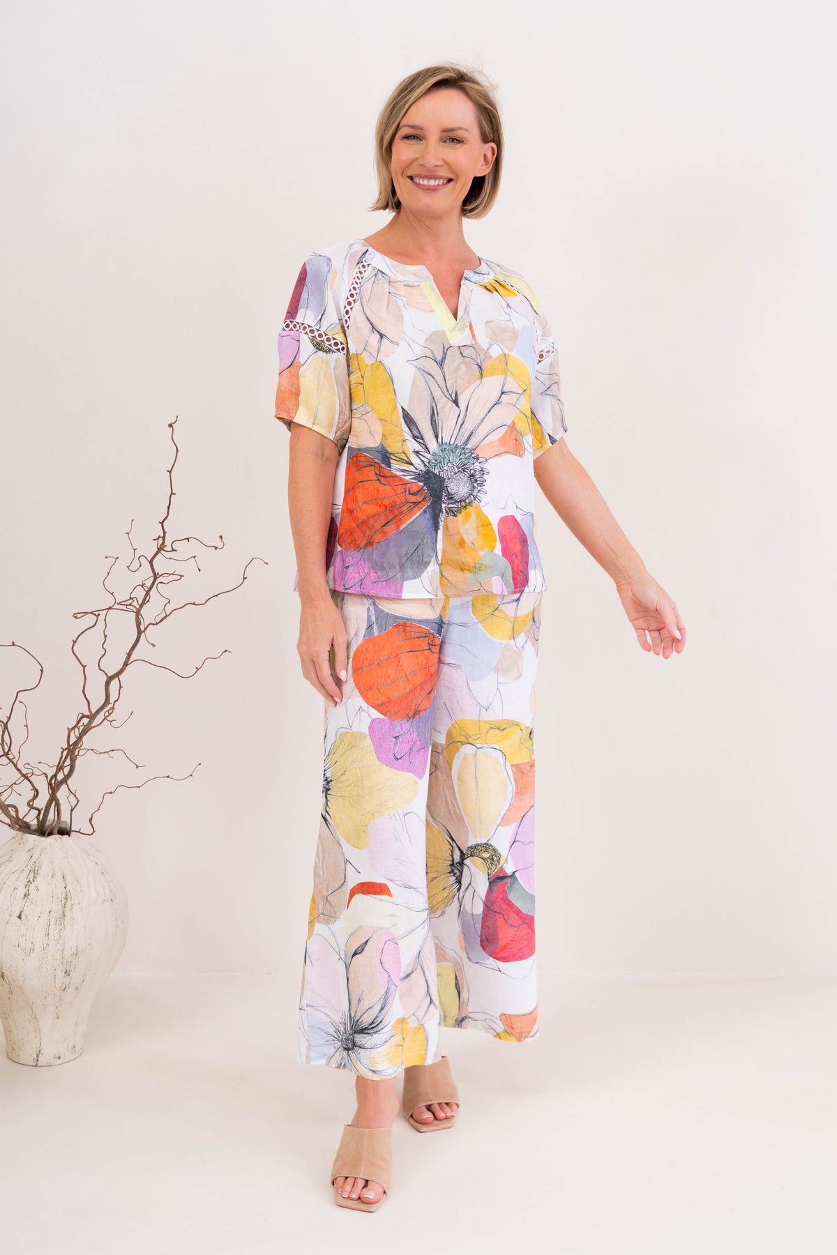See Saw - Linen Lace Trim Top | SA272