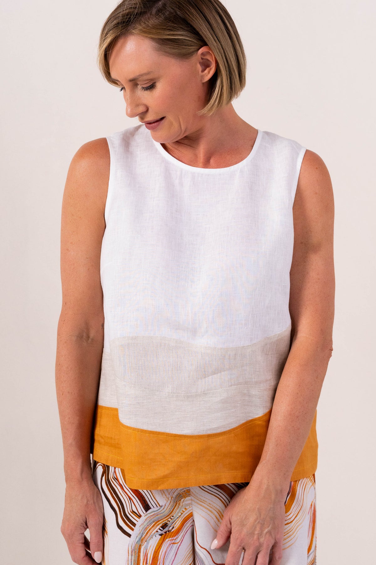 See Saw - Linen Spliced Tank with Zip | SA154
