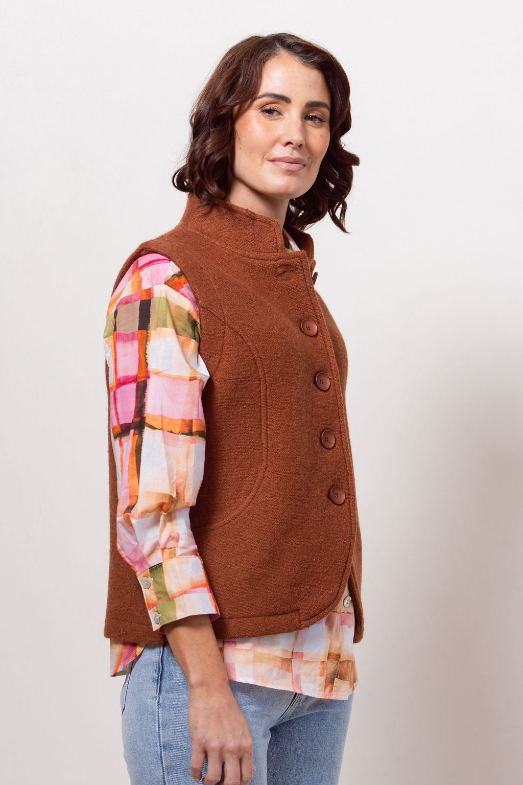See Saw - 100% Boiled Wool High Collar Vest SS600CO