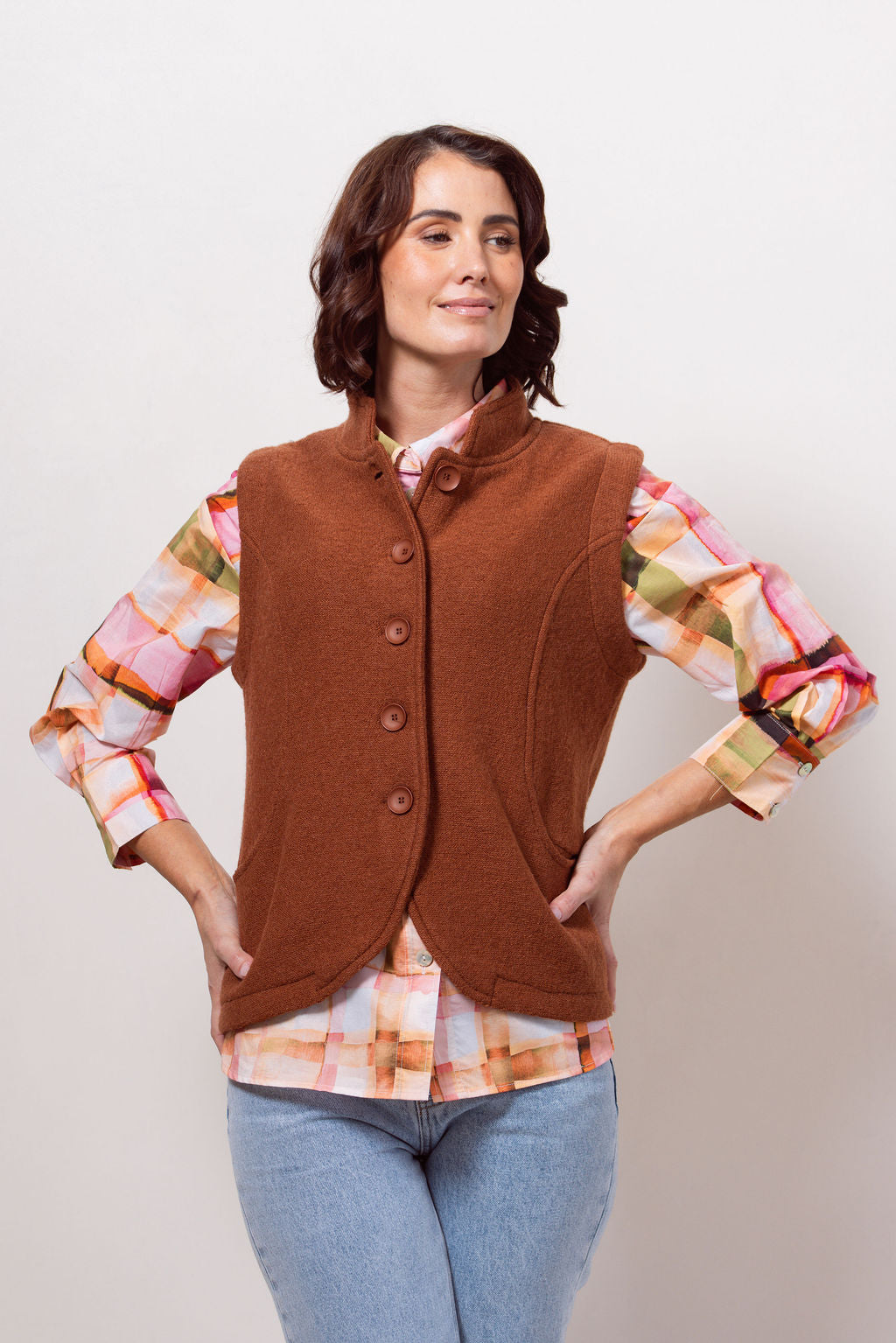 See Saw - 100% Boiled Wool High Collar Vest SS600CO