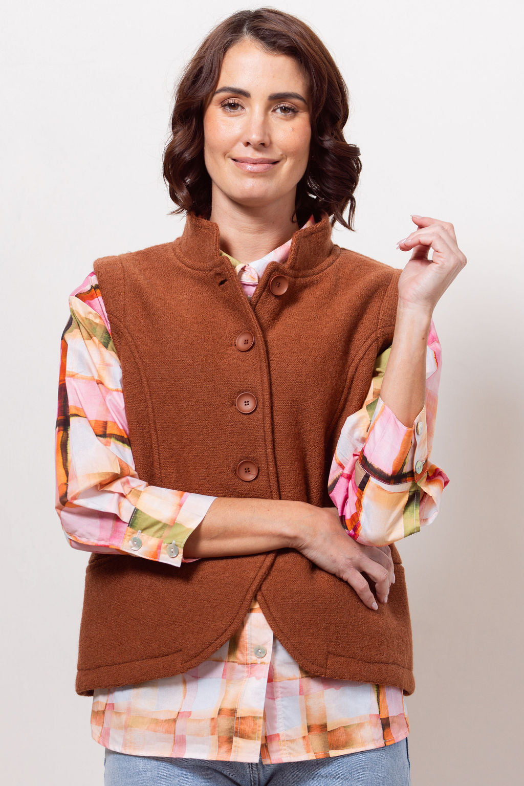 See Saw - 100% Boiled Wool High Collar Vest SS600CO