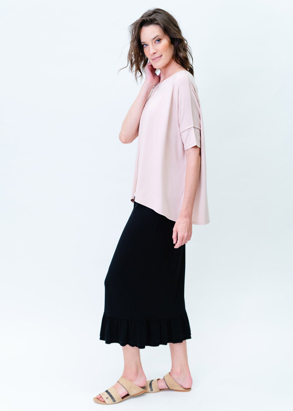 Lou Lou Katy Frill Skirt Maxi Black | 19NB010