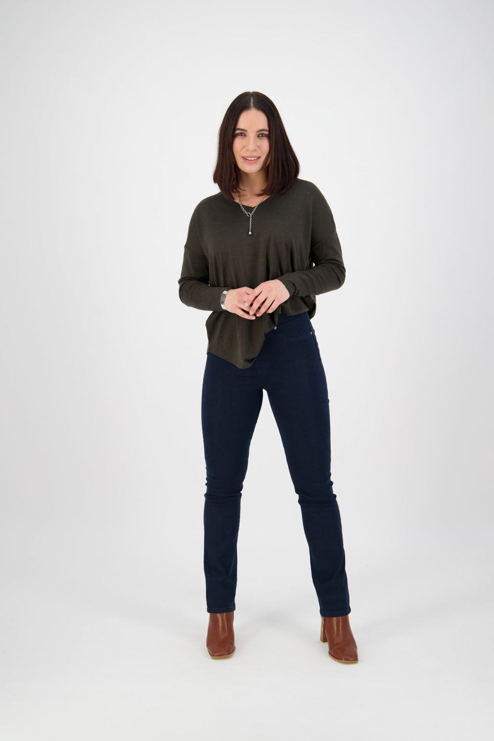 Vassalli Slim Leg Full Length Denim Pull On Indigo | V234DN
