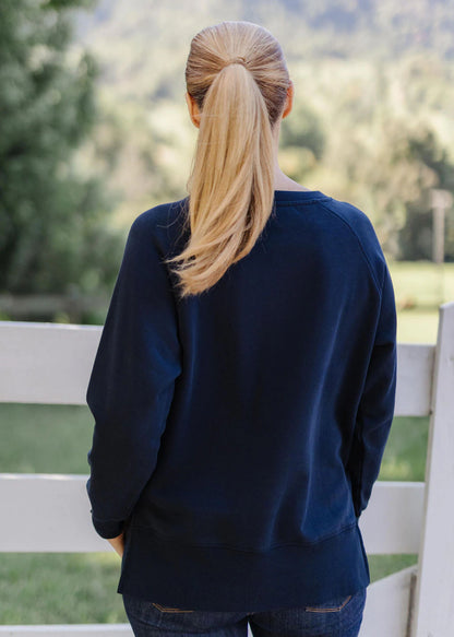 Goondiwindi Cotton Cotton Round Neck Sweatshirt Navy | G3262