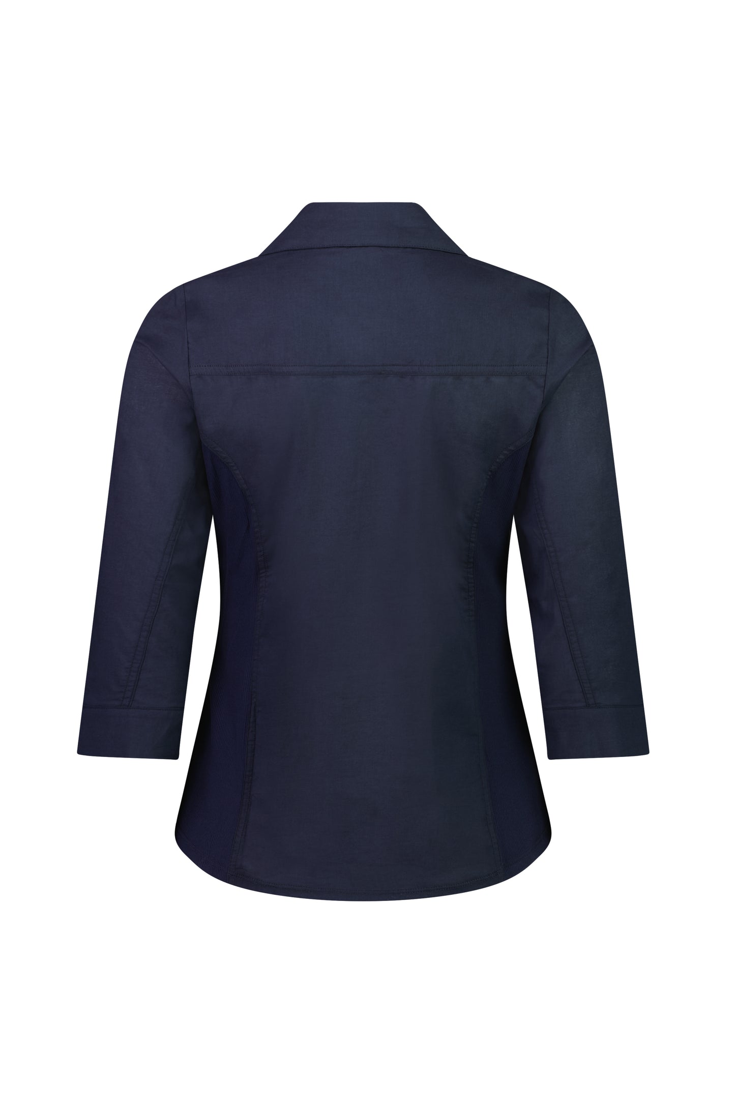 Vassalli Plain Button Up Shirt with Rib Panels Ink | V4032