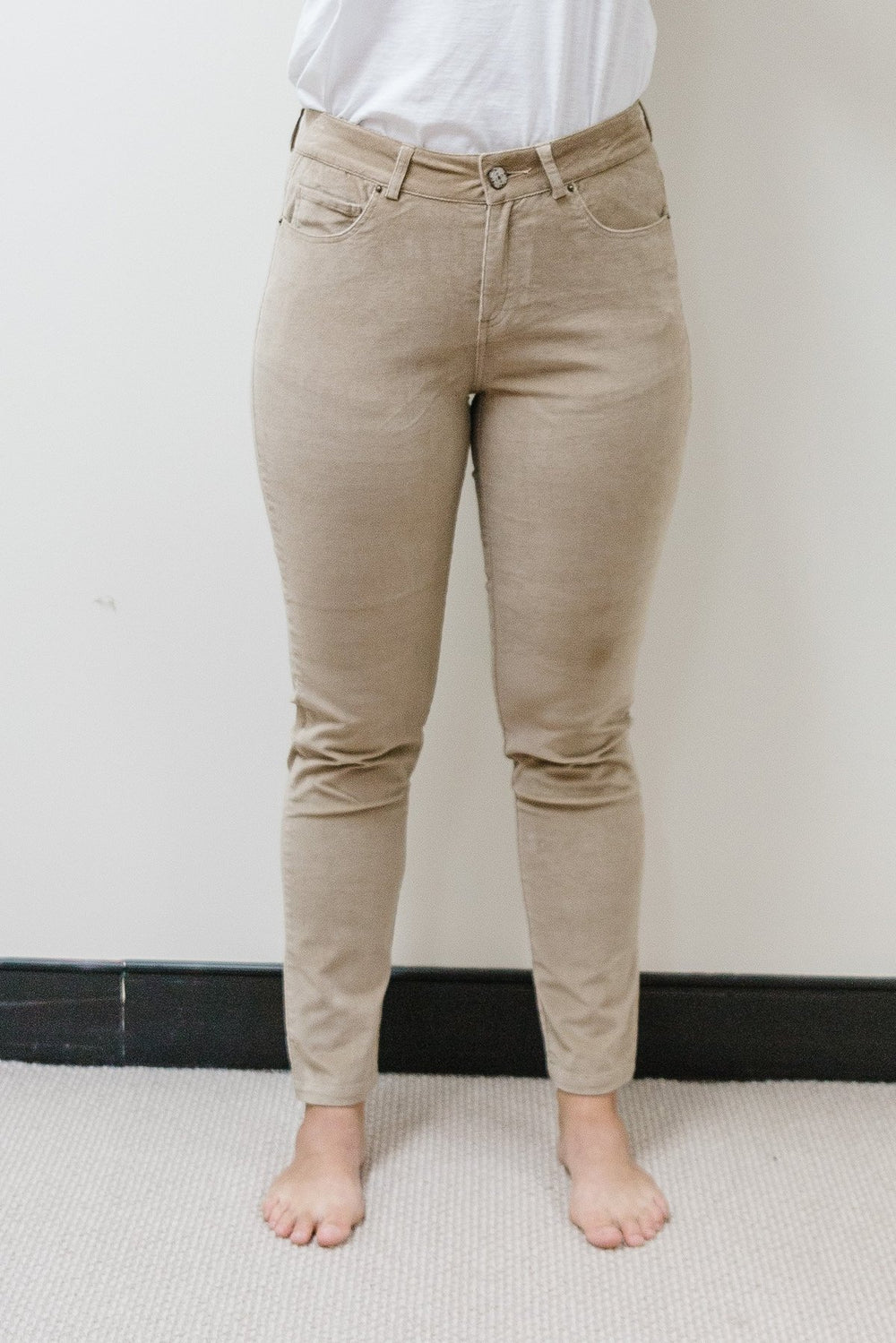 Taupe 98% Cotton / 2% Spandex Corduroy 5 Pocket Jean
