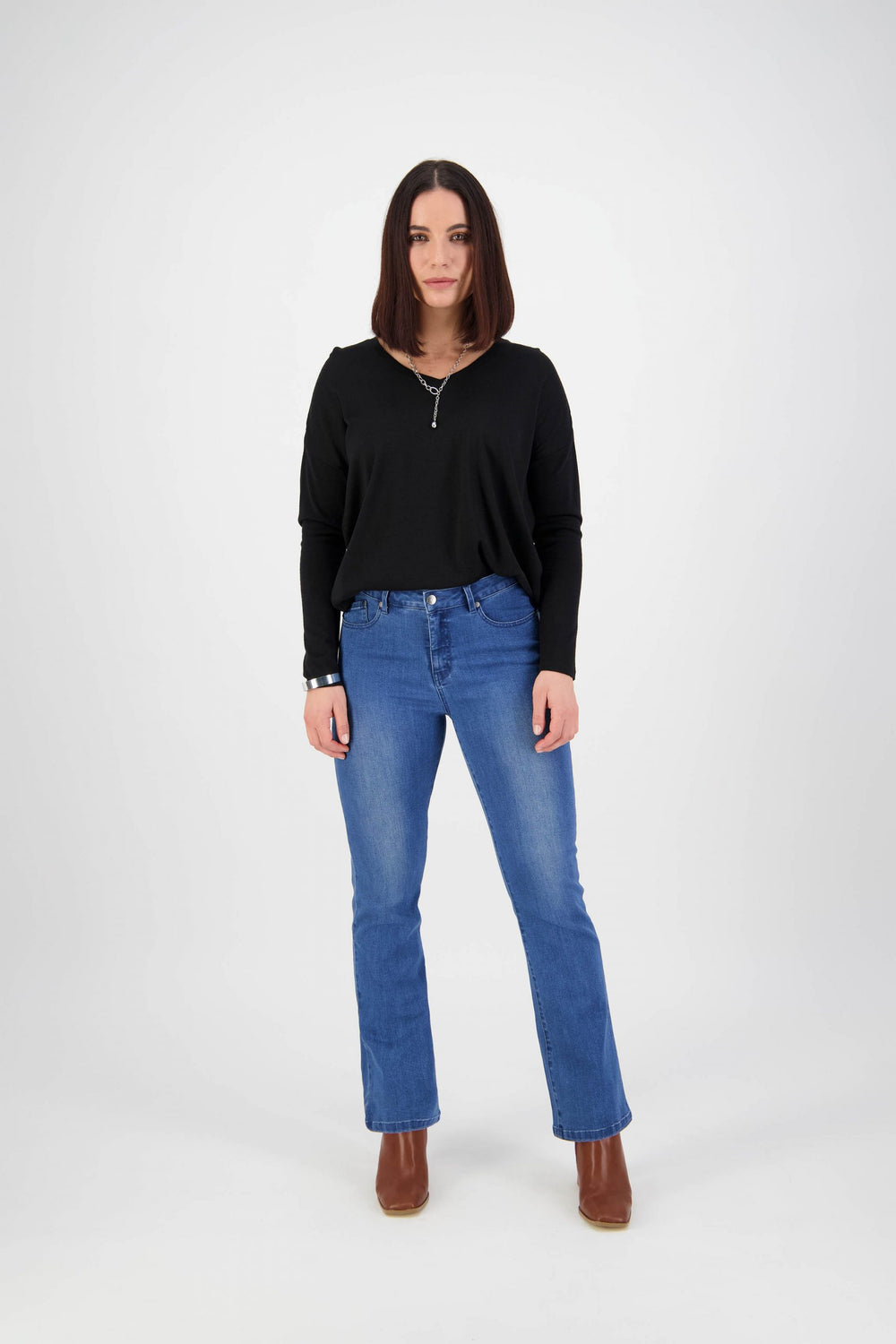 Vassalli Bootleg Full Length Jean Blue Denim | V5955