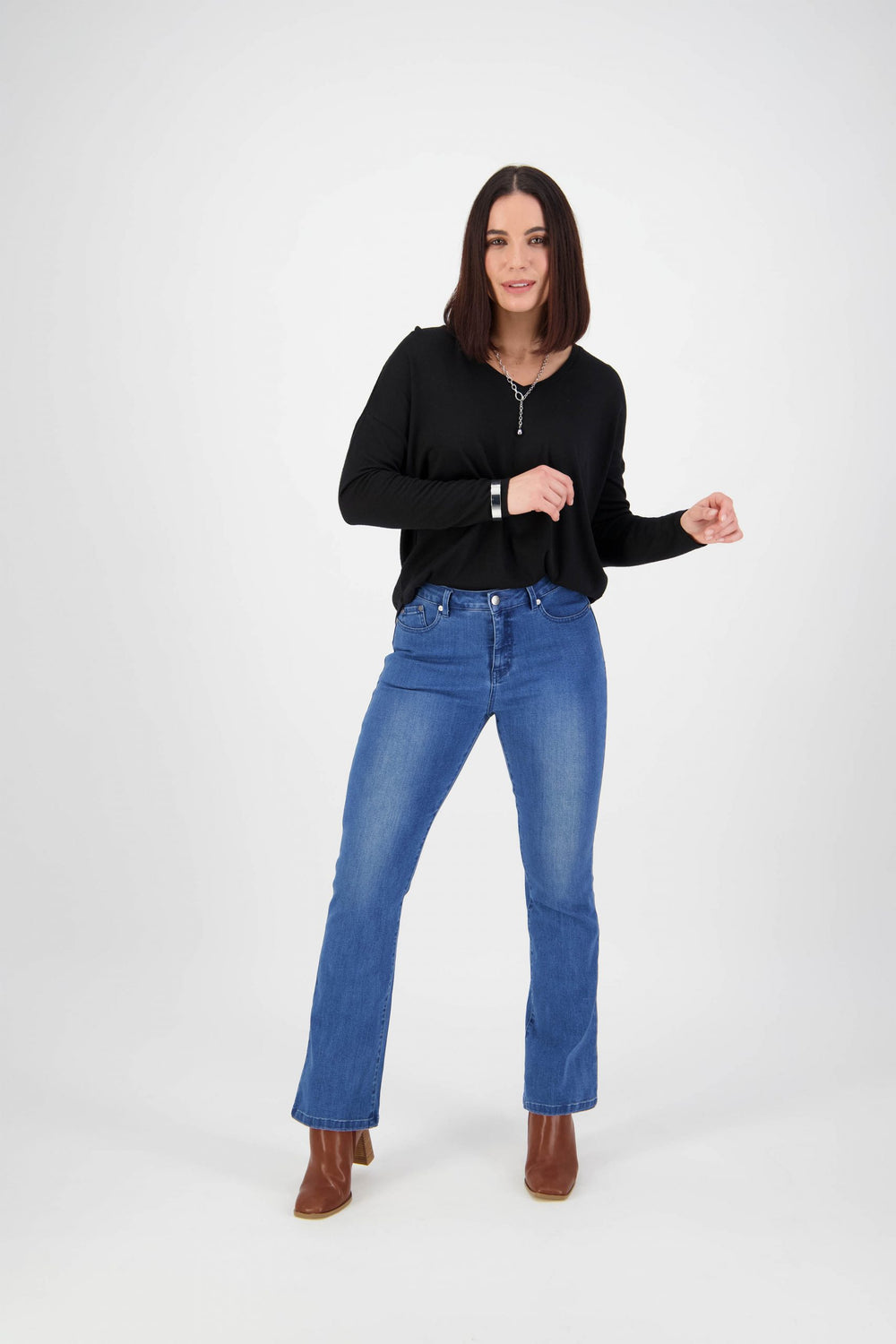 Vassalli Bootleg Full Length Jean Blue Denim | V5955