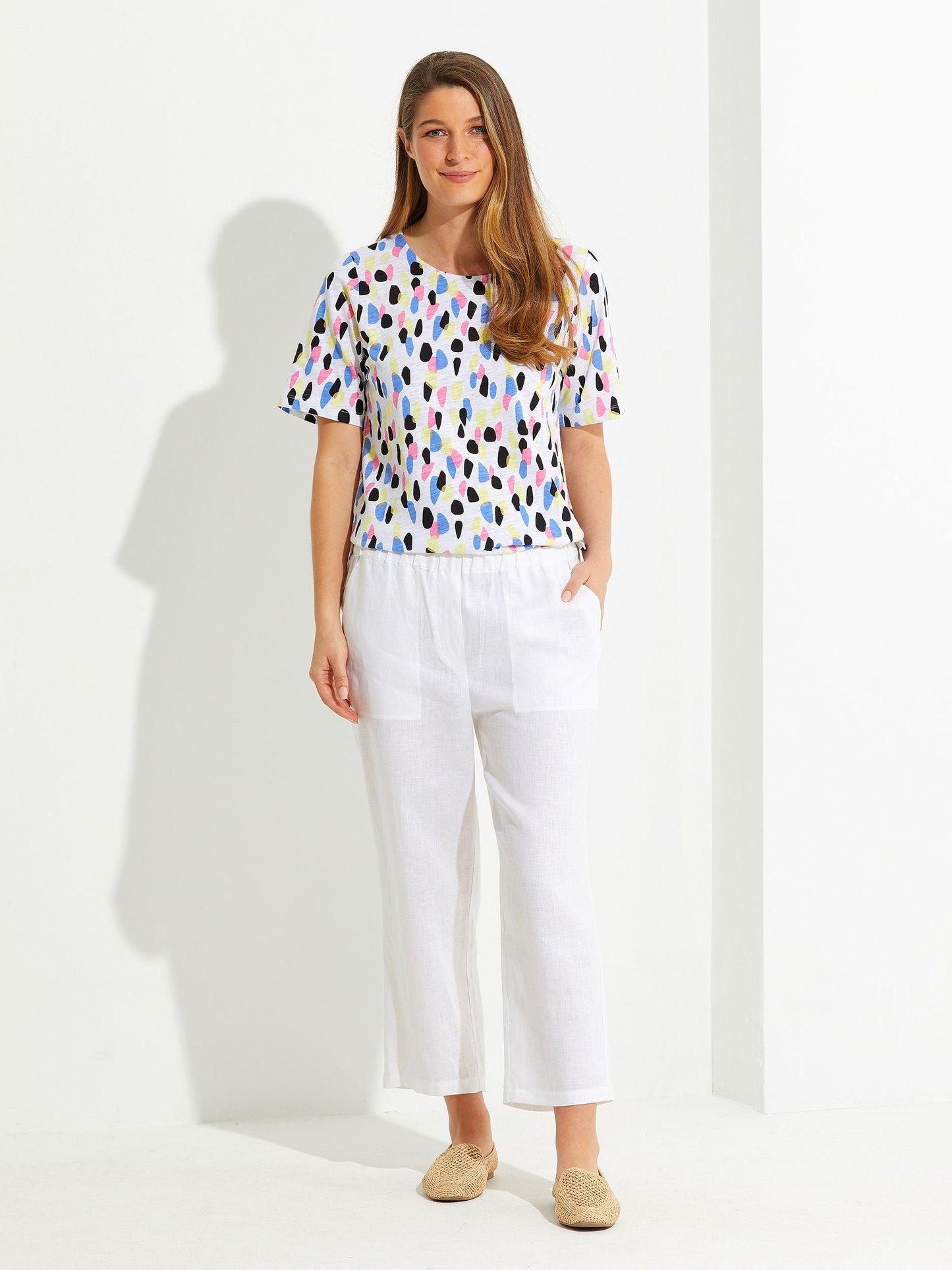 WASHER LINEN CROPPED PANT | WHITE YT8378