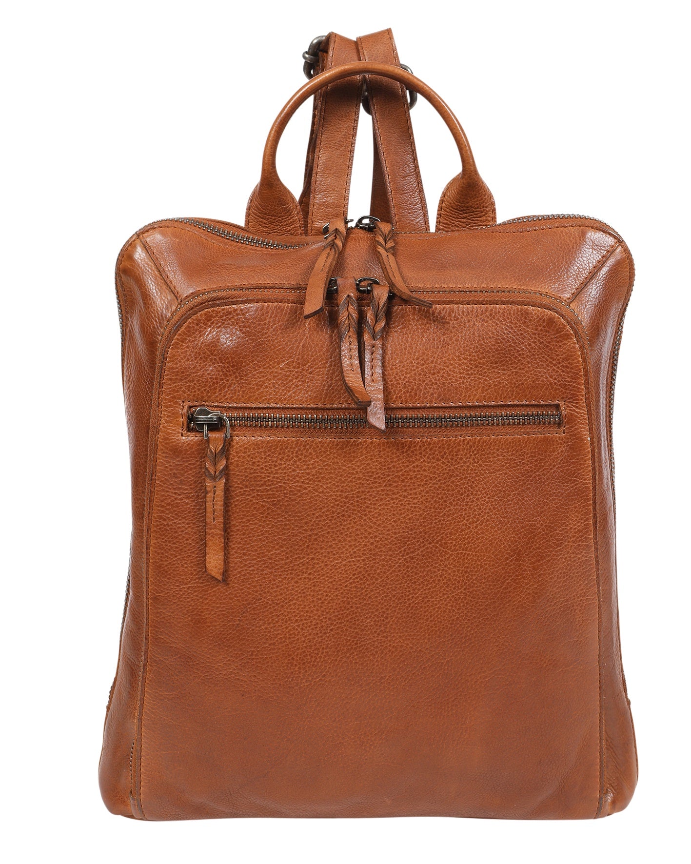 Modapelle - Soft Cow Leather Ladies Double Zip Comp Bag in Tan | Moda7705