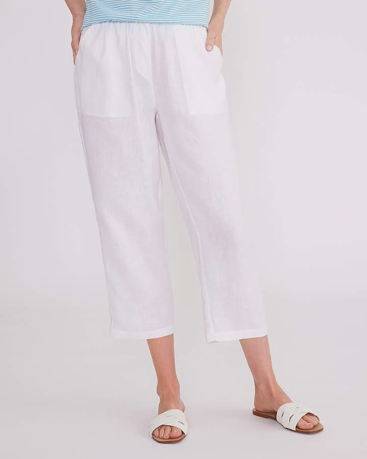 Yarra Trail - Washer Linen Cropped Pant White | YT24S8378