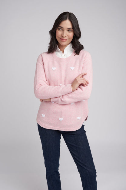 Goondiwindi Cotton - Hearts Knit Jumper Rose/White | G8208M