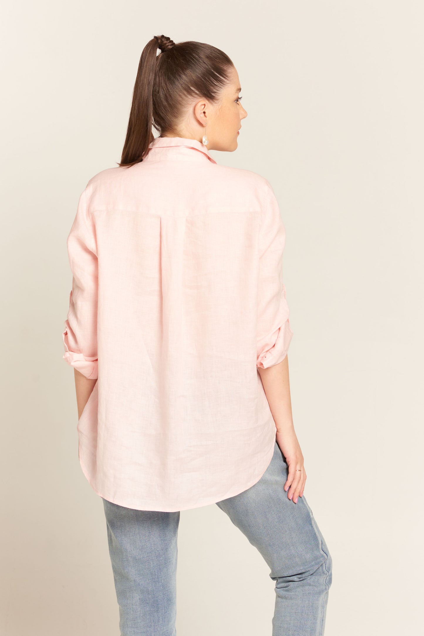 Cloth Paper Scissors Long Sleeve Linen Shirt Soft Pink | CPS1401