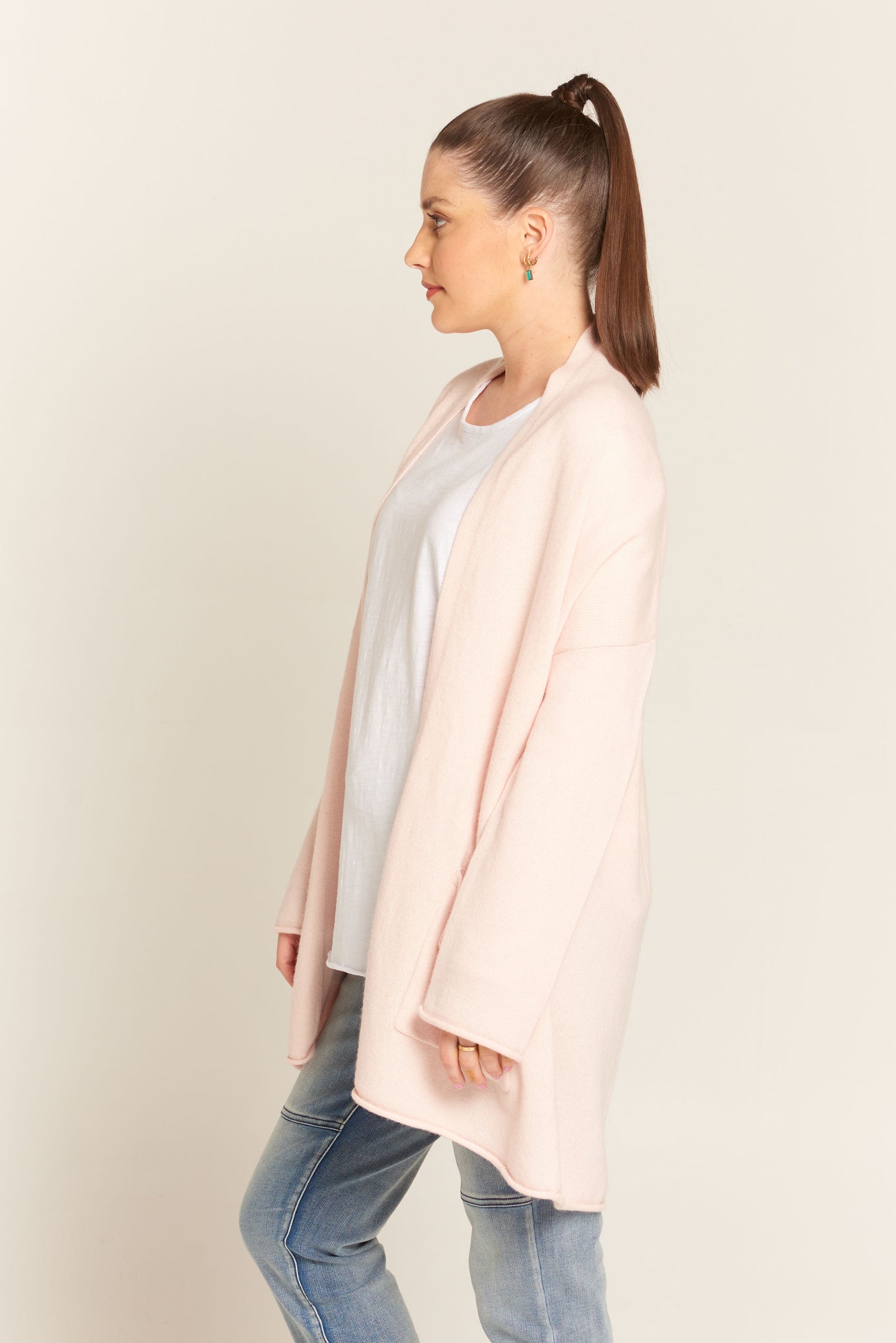 Cloth Paper Scissors Long Cardigan Champagne Pink | CPS1810-16