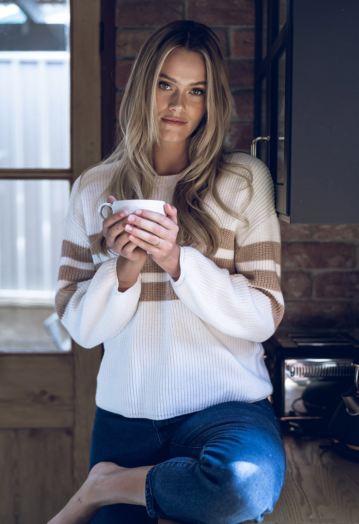 Humidity Flipside Stripe Sweater White | H23906