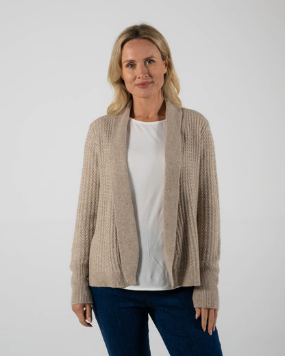 See Saw - Lambswool Blend Cardigan Wheat | SW1081