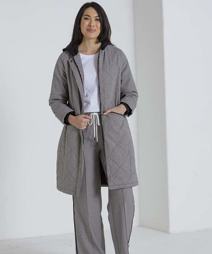 Marco Polo L/S Quilted Check Puffa Black | MP36068