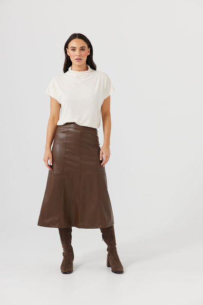 Brave + True Matrix Midi Skirt Chocolate BT6217-1