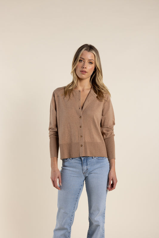 Two T's - Cropped Cardigan Camel | TT2720
