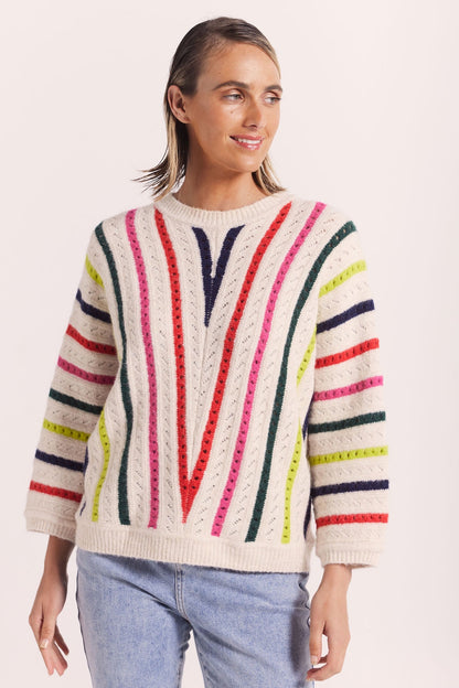 Wear Colour - Chevron Knit Sweater Jungle Boogie Stripe | WC187