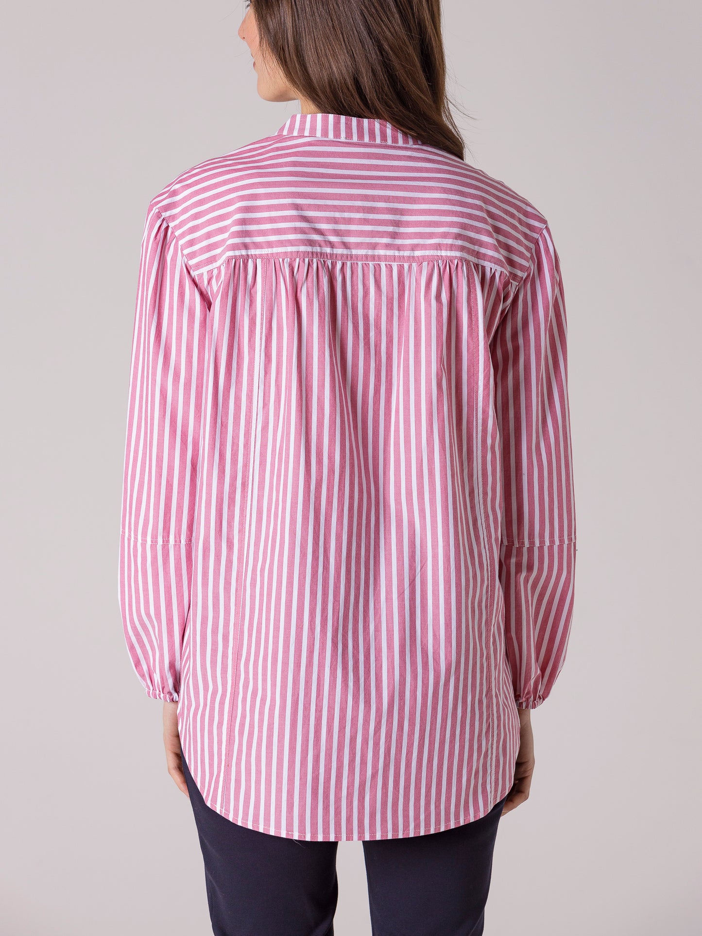 Yarra Trail Panelled Stripe Shirt Chilli | YT4008