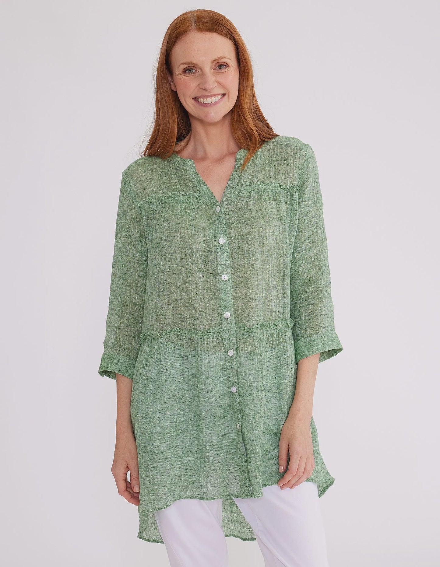 Yarra Trail - Long Tiered Shirt Spinach | YT24S4015W