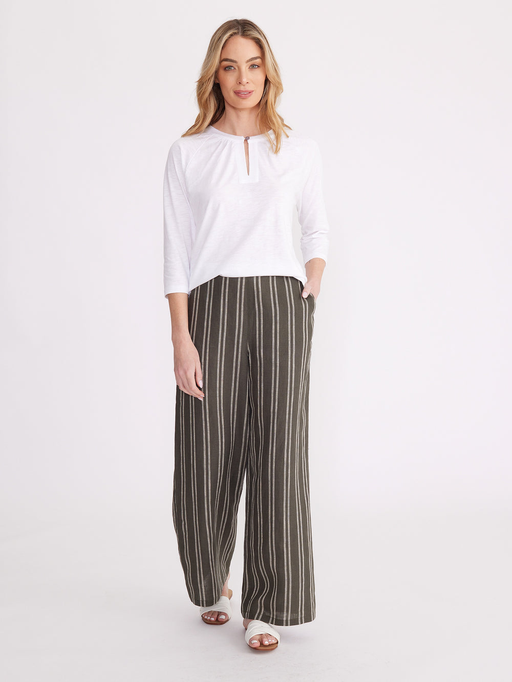 Yarra Trail - Stripe Pant Pine Green | YT24S8878