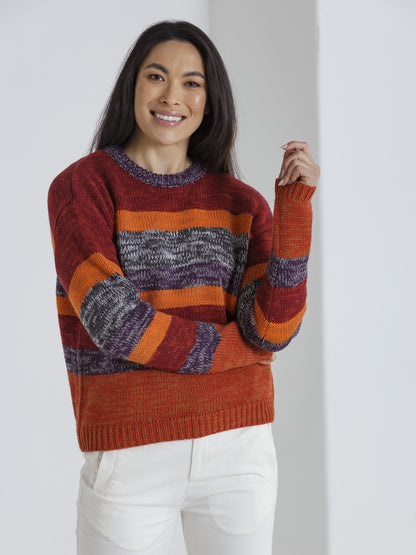 Marco Polo L/S Mixed Sweater Raspberry Mix | MP33463