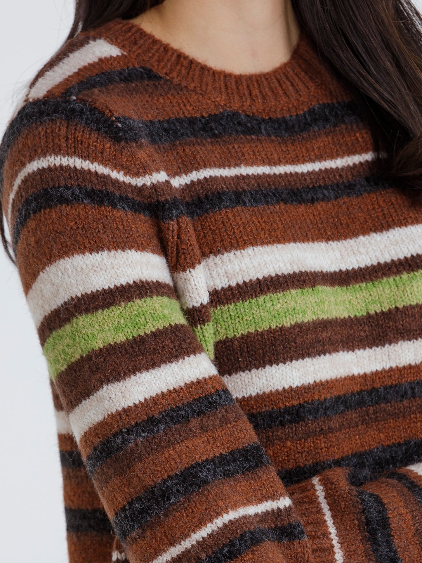 Marco Polo Long Sleeve Chunky Stripe Knit Toffee Mix | MP33479