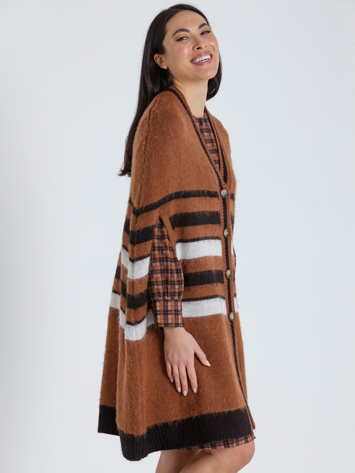 Marco Polo Knitted Cocoon Coat Toffee | MP33483