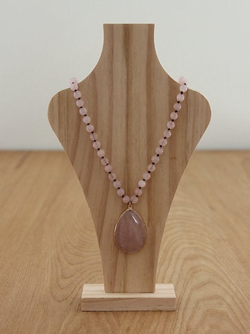 Baobab - Semi-Precious Beaded Necklace: Rose Quartz (Pink) | ANBRQ