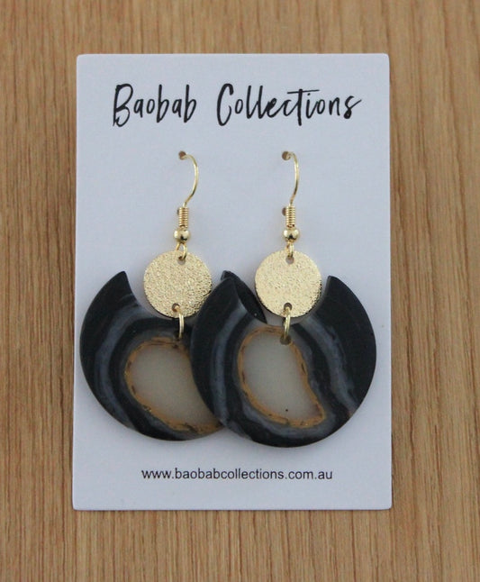 Baobab - Geode Earring Gold/Black | LEGEO2