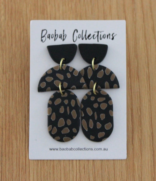 Baobab - Polka Earrings Black/Walnut | LEPOL1