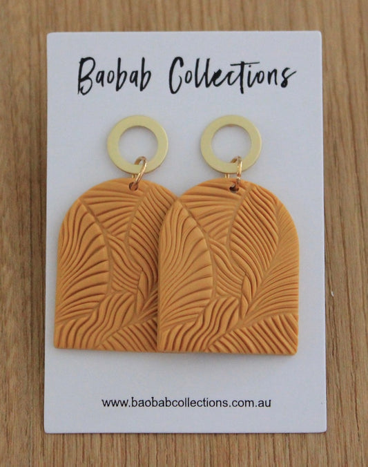 Baobab - Fern Earring: Gold Drop, Tangerine Bell w/ Fern Stamp | LEFERN2