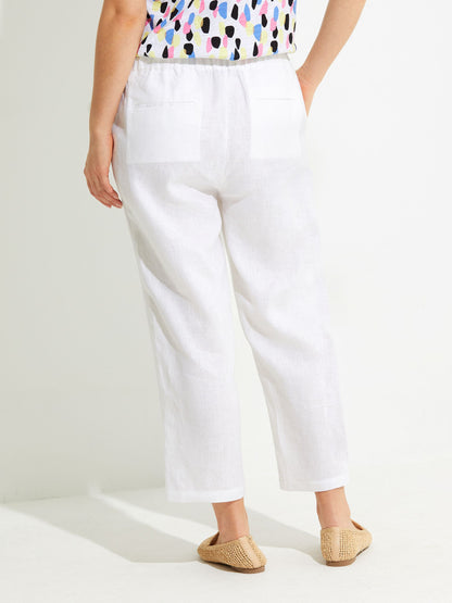 WASHER LINEN CROPPED PANT | WHITE YT8378