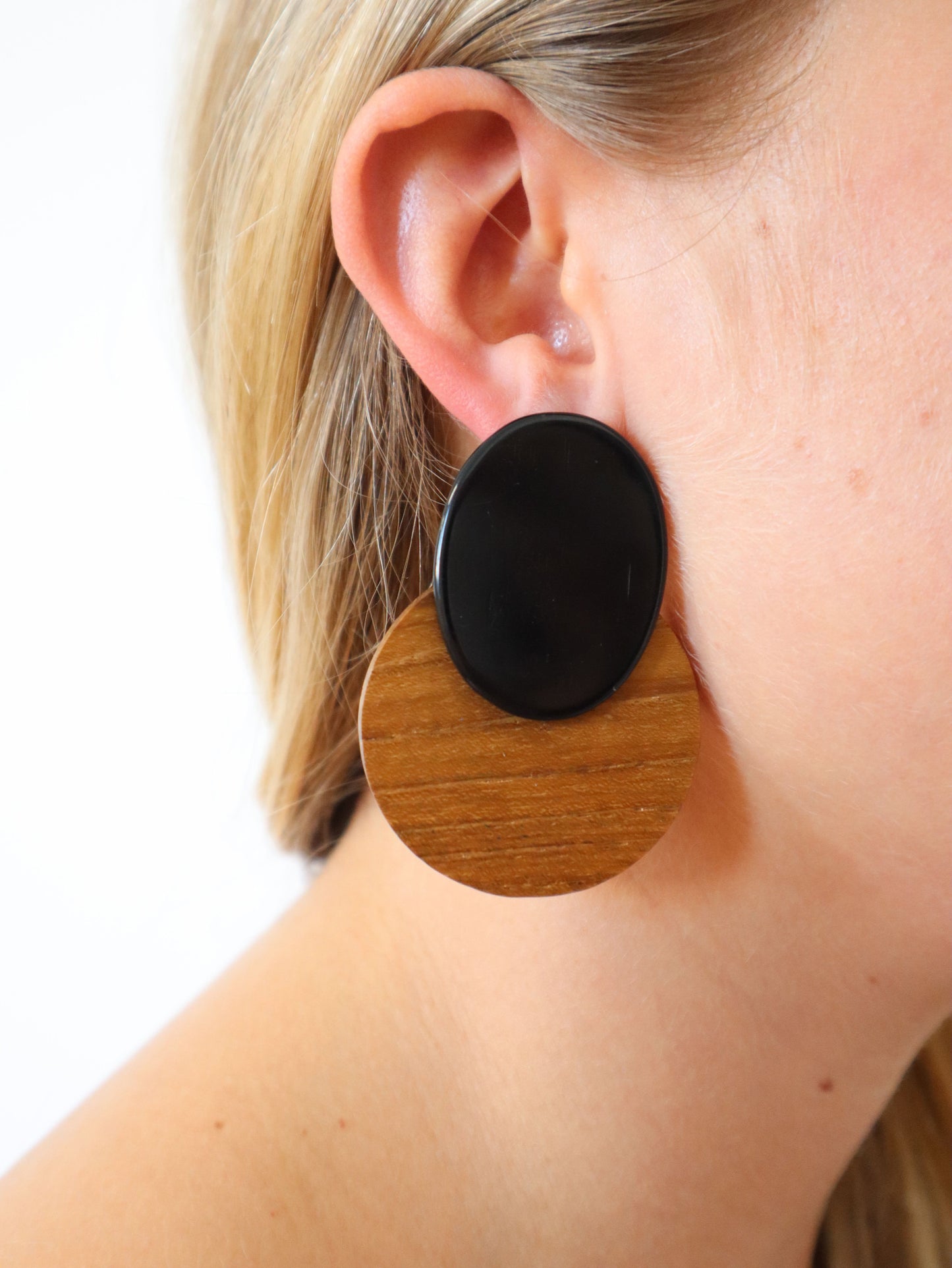 MALVERN EARRINGS BLACK/WOOD 1073