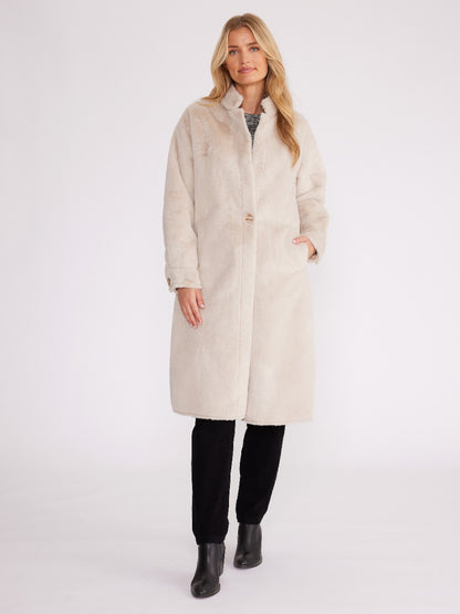 Yarra Trail Faux Fur Bonded Coat Almond | YT6185