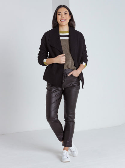 Marco Polo L/S Cropped Boiled Wool Jacket Black | MP33433
